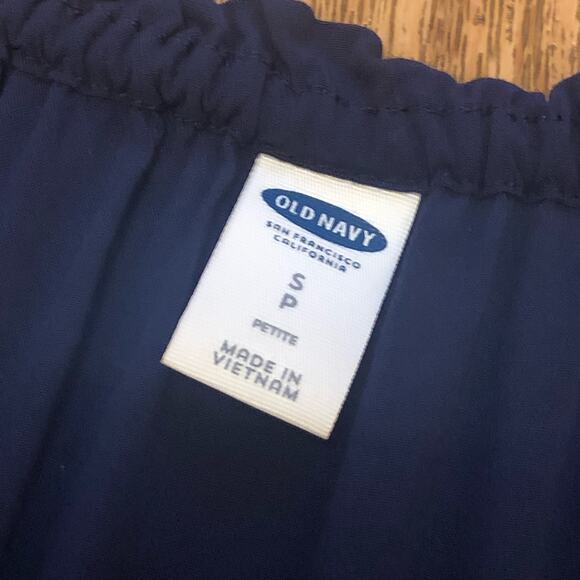 Old Navy Blue Lace Up Flutter Short Sleeve Romper Size Petite Small - Picture 10 of 10